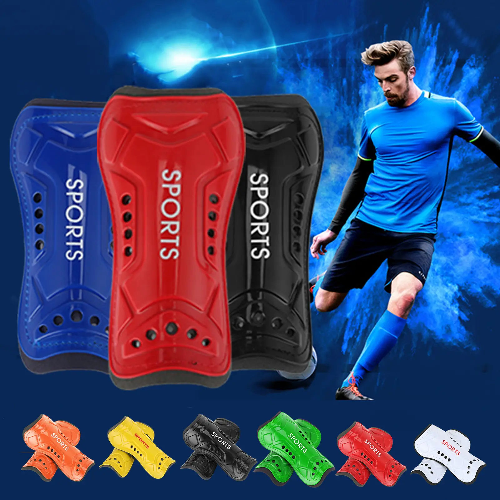 2Pcs Soccer Shin Guards High Strength Impact Resistant Breathable Lightweight Calf Protection Youth Soccer Shin Pads