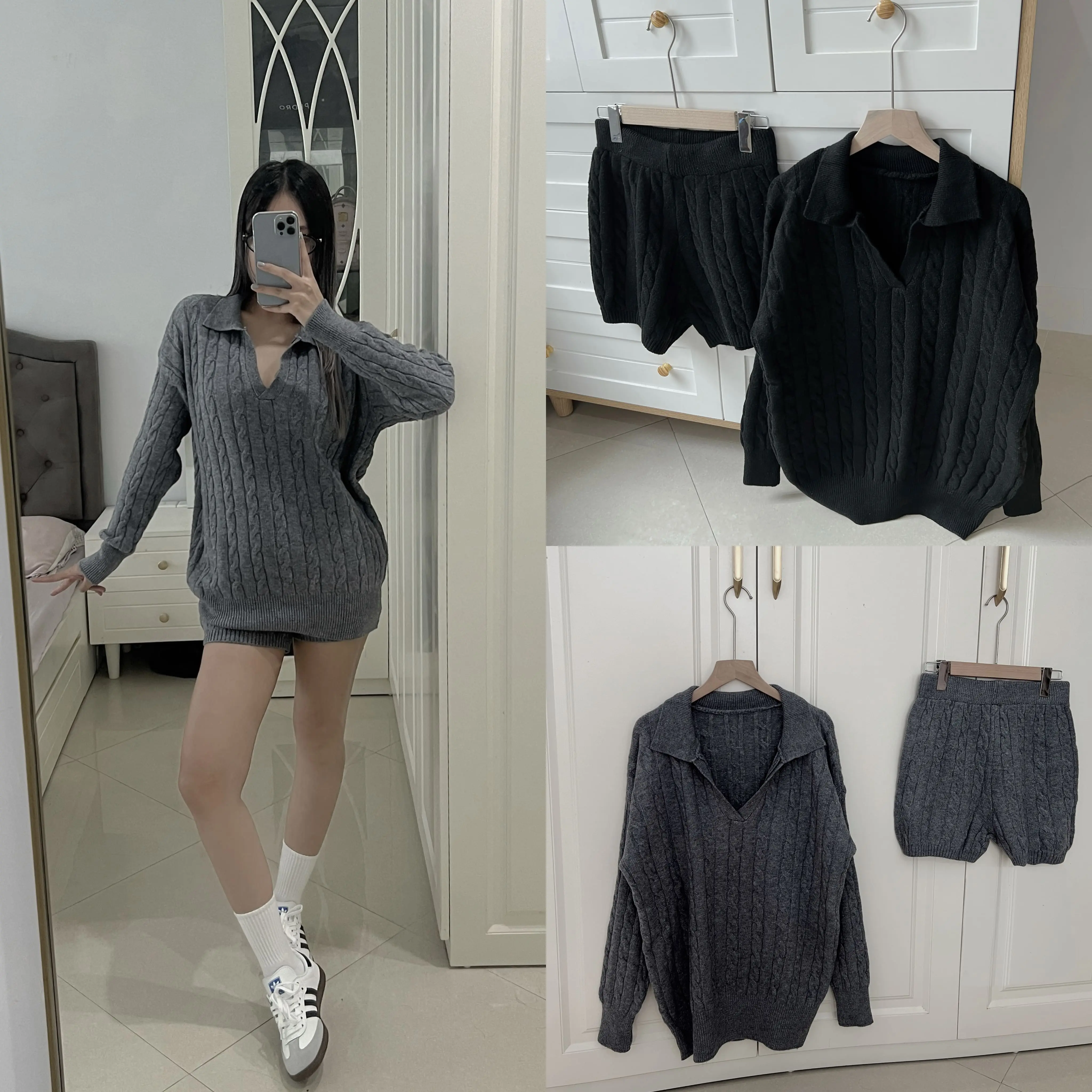 Set Len Vặn Thừng Cổ Bẻ Chữ V | ByPhuongThuy