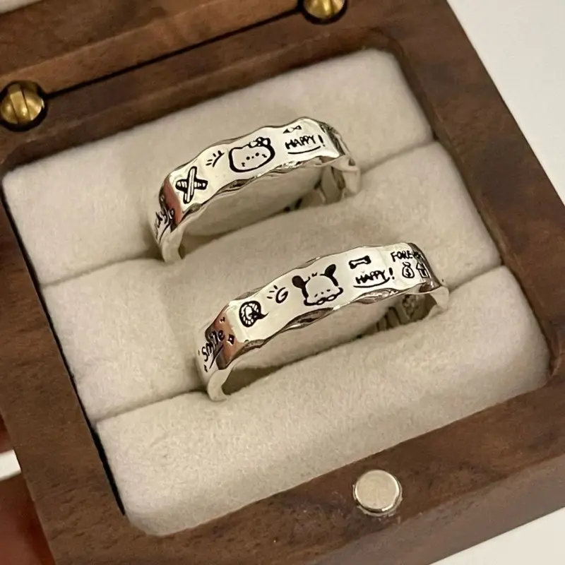 Minimalist Graffiti Ring Female Ins Design Versatile, Exquisite and Fashionable Pacha Dog Couple's Ring