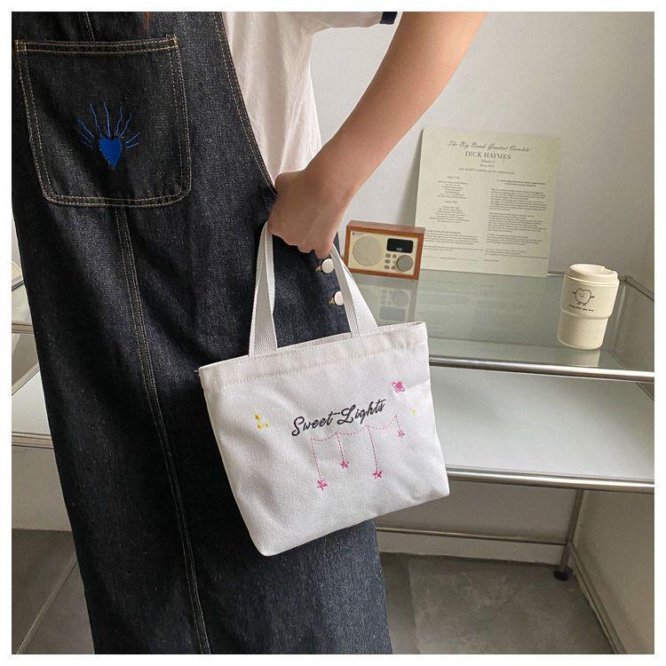 Product Introduction of Small Tote Bag Canvas Bag for Women Casual Small Bag Cloth Bag for Work Handheld Lunch Bag Student Lunch Box Bag with Zipper 15