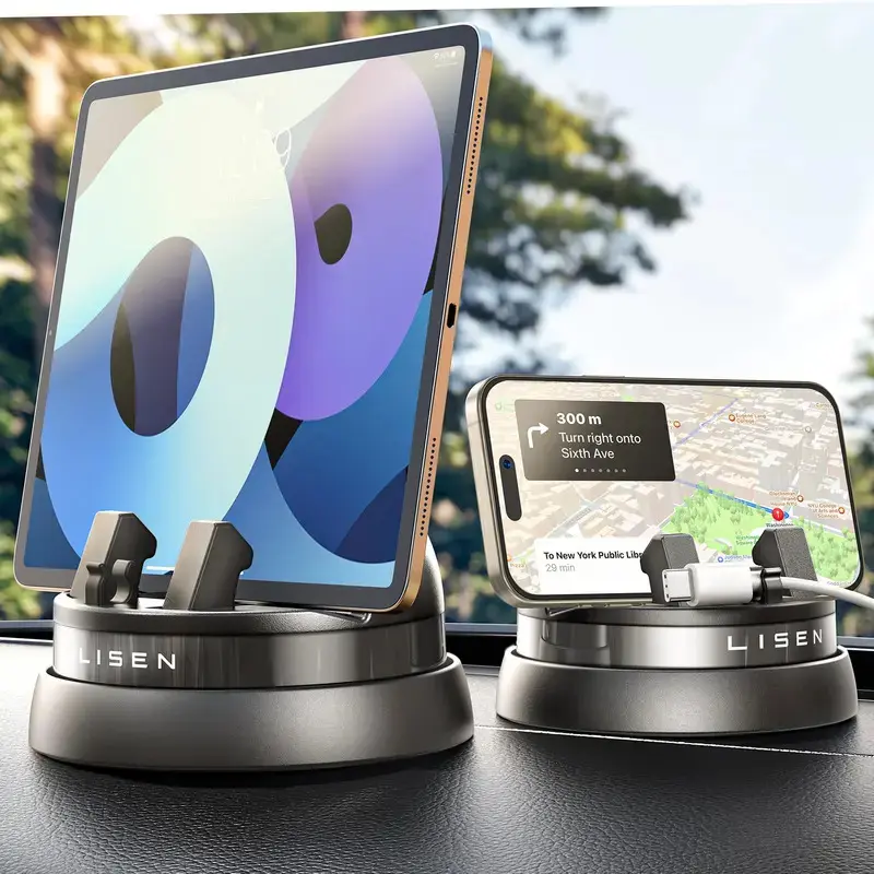 Lisen car phone holder Mount dashboard 360 ° rotatable dashboard cell phone holder, multifunctional phone mount for iPhone Samsung