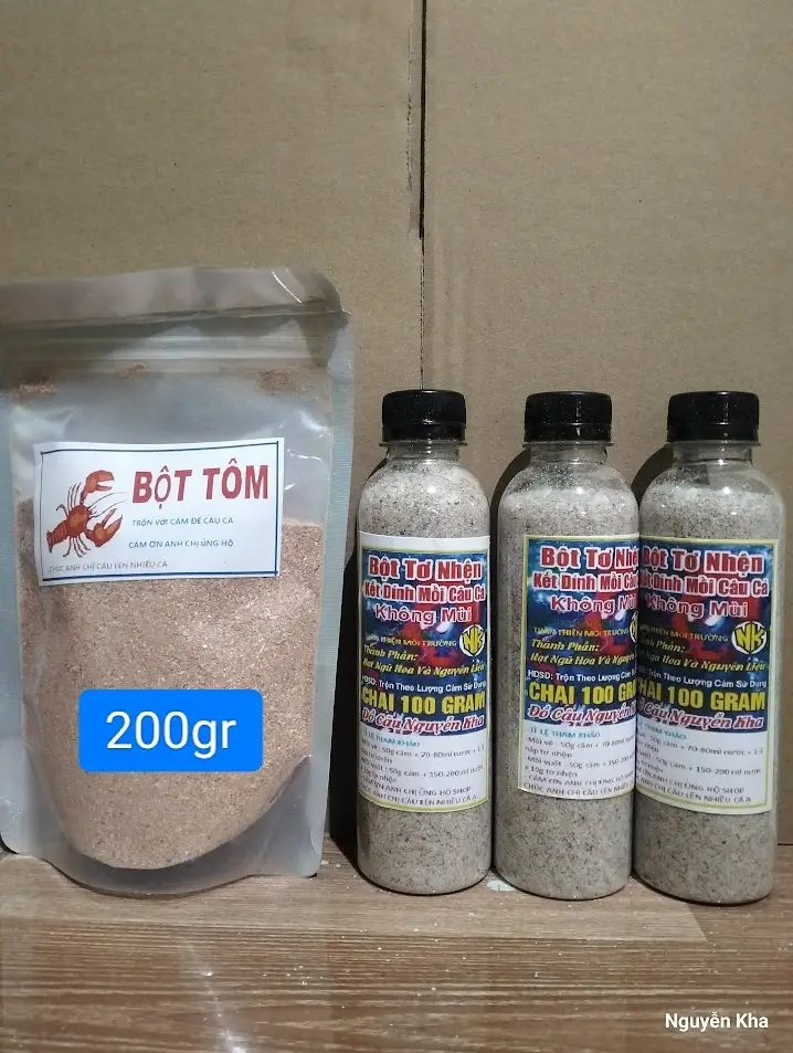 [ CHAI 100gr ] 5COMBO [3 Chai +1 GÓI bột tôm 200gr -6 Chai -2 gói- 9 chai + 3goi]  HOẶC [ KHÔNG BỘT TÔM] 4 CHAI VÀ 7 CHAI  [TƠ NHỆN KHÔNG MÙI kết dính mồi TRỘN VỚI CÁM  ] Bắt Cá Fishing Đi Câu Fish Câu Cá