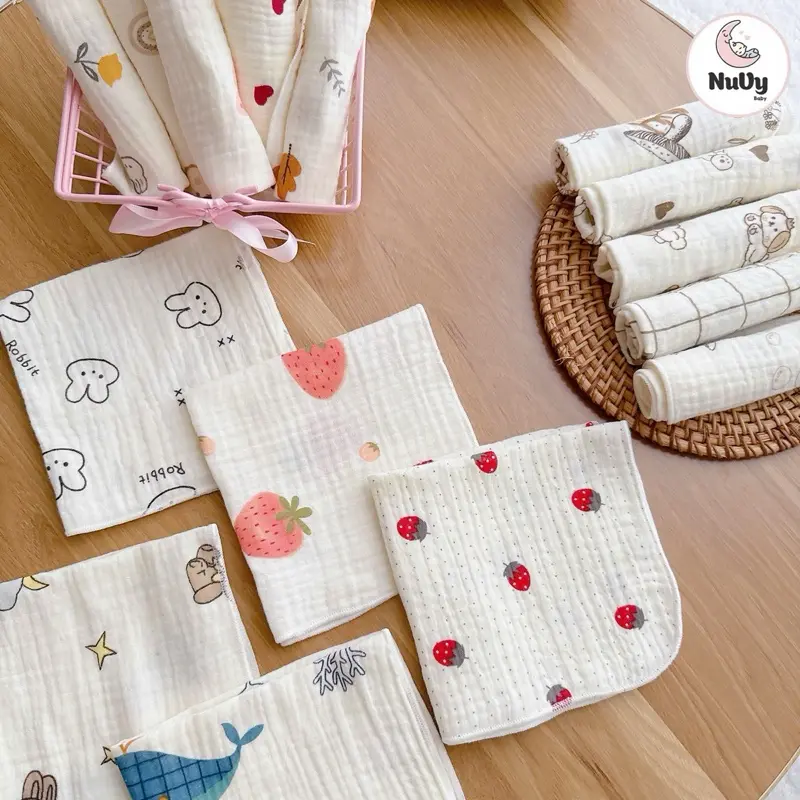 ( Set 5 chiếc ) Khăn sữa xô Muslin Kích thước 27*27cm