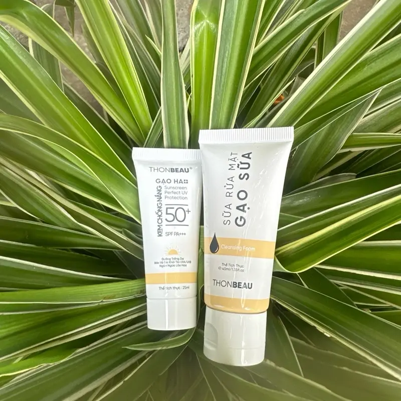 Combo SỮA RỬA MẶT GẠO SỮA chai nhỏ [40ml]. Chống nắng 25ml THONBEAU Skincare Dưỡng Ẩm Da