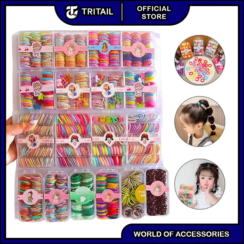 Tritail - Aksesoris Rambut Set Anak Model Korean / Kunciran Jepitan Ikat Rambut Anak Elastis