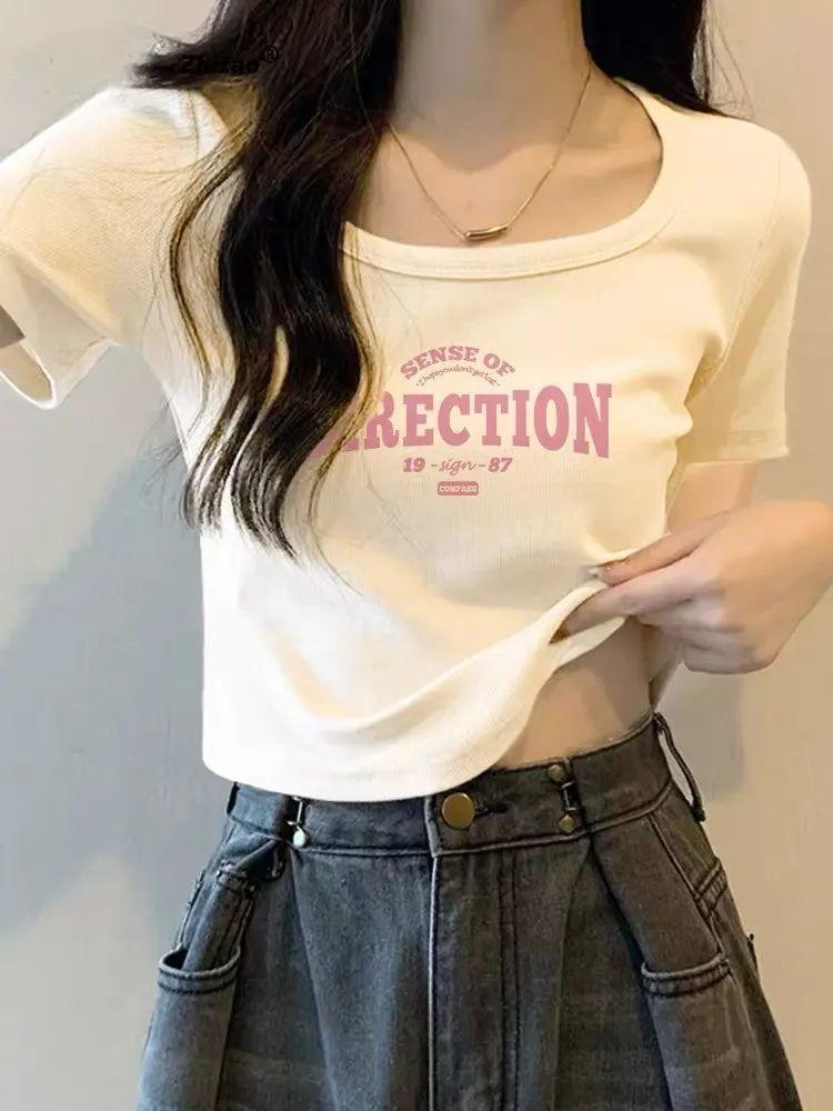 Product Introduction of Áo Thun ngắn Tay Cổ Vuông, Dành Cho Nữ, Dáng Ôm, Ngắn, Cạp Cao, Ôm Vừa Vặn, Áo Crop Top Độc Đáo Mùa Hè, Ngắn, Vai Thông Thường, Thích Hợp Cho Bé Gái Nhỏ Năm 2025 [1481 Đánh Giá Tích Cực] 8