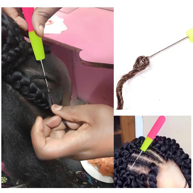 Product Introduction of Hair Braiding Crochet Kit, 1 Set Including 2 Latch Hook Crochet Needle and 30 Dreadlocks Hair Ring Decoration, Crochet Braid Hair Decoration Accessories 16