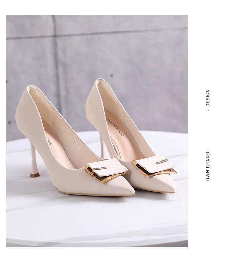 Product Introduction of Giày Giày Cao gót Da Thật Mềm Mại, Dành Cho Nữ, Thời Trang, Mũi Nhọn, Màu Nude, Linh Hoạt, cổ thấp 25