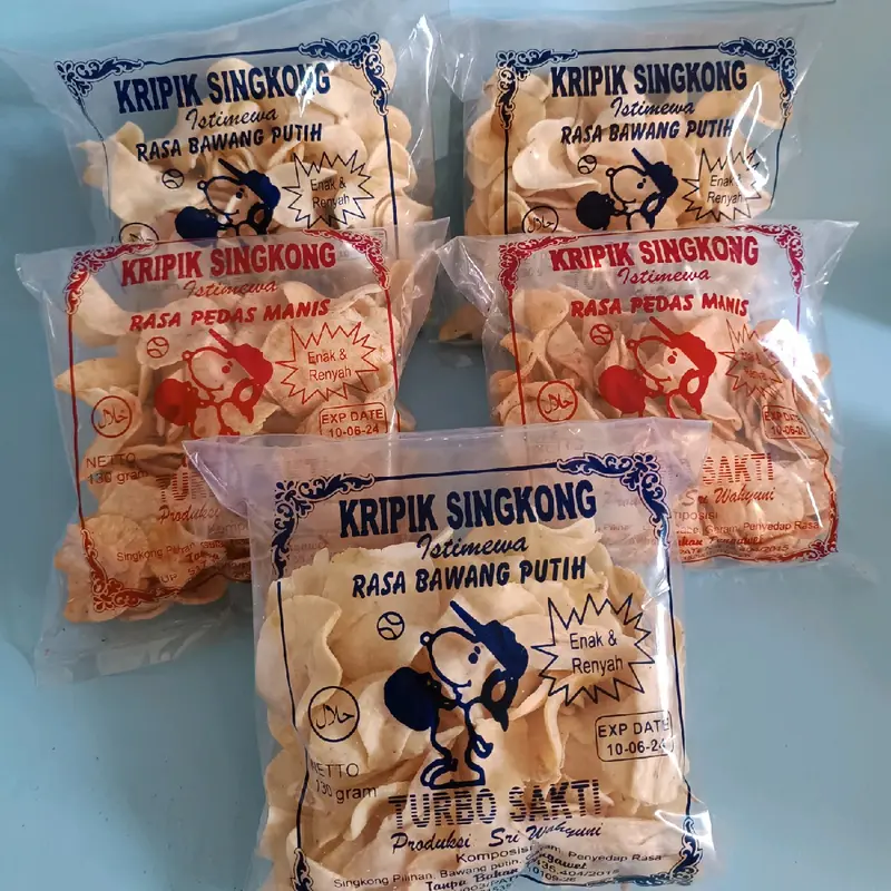 Paket Berlima (Isi 5 BKS) Keripik Singkong Khas Manding Sumenep Madura Cemilan/Makanan Ringan/Snack Rasa Bawang dan Pedas Manis Enak Murah Gurih Renyah 1