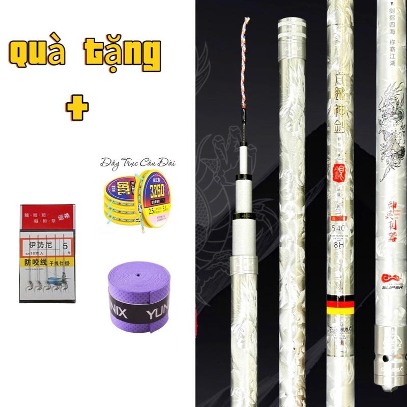  Cần Lục Mạch Thần Kiếm 8H -19i Carbon Xoắn Hoa Đá Vân Băng + Quà Tặng   1 Ngọn Zin  1 Trục  1 thẻo  1 Cuốn Cần   