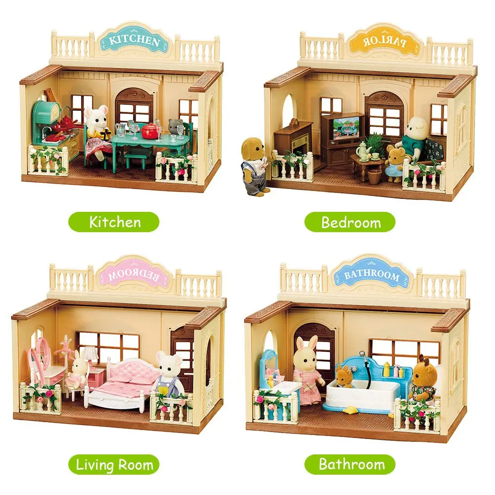 Mainan Koleksi Mirip Sylvanian Families Playhouse Miniature Bedroom - Bathroom - Kitchen - Livingroom