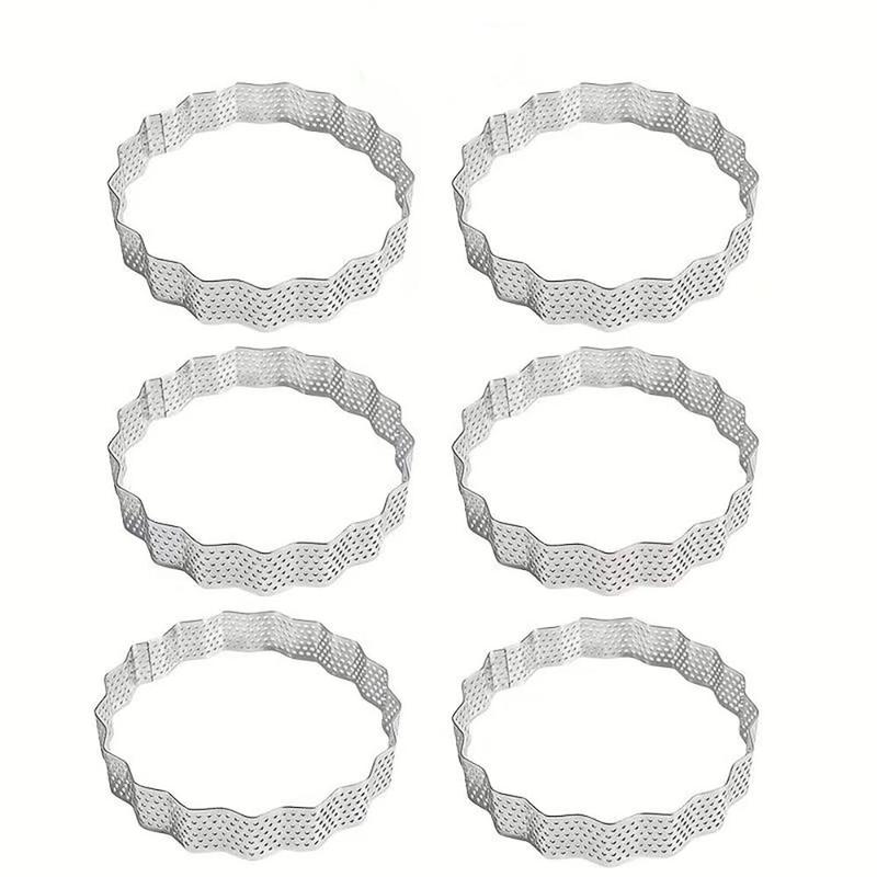 Stainless Steel Cake Ring, 6 Counts/set Round Cake Mold with Hollow Out Edge, Cake Baking Mold, Baking Tool for Home Kitchen 8