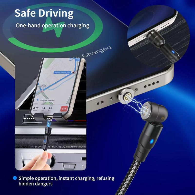 Magnetic Charging Cable 3 in 1 Magnet USB Cable 360 ° + 180 ° Rotating Charging Cable 3A Fast, 1M or 2M Nylon Braided Magnetic Cable Compatible with Micro USB,Type C/USB C,I-Phone, for phone, Tablets, and more, 3A USB C to USB C fast charging cable. 5