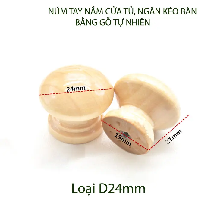 Bộ 5 núm tay nắm cửa tủ, ngăn kéo bàn, bằng gỗ tự nhiên sơn phủ bóng 4