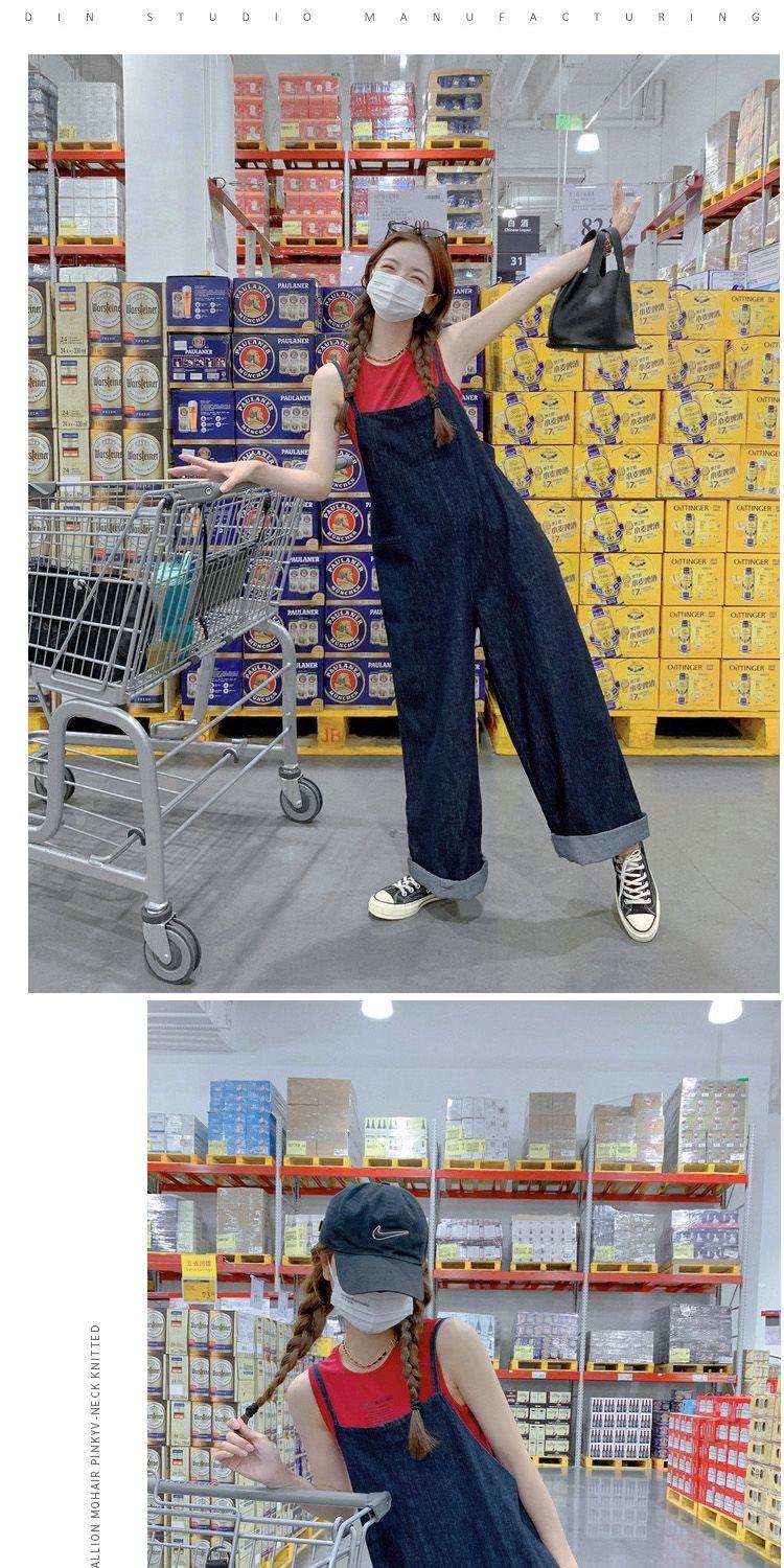 Product Introduction of Quần Yếm Denim, Phong Cách Nhật Bản, Mùa Xuân Và Mùa Thu, Mỏng Và Không Tay, Áo Jumpsuit Quần Nữ, Bó Sát Và Thẳng, Ống Rộng, Có Dây Đeo 7