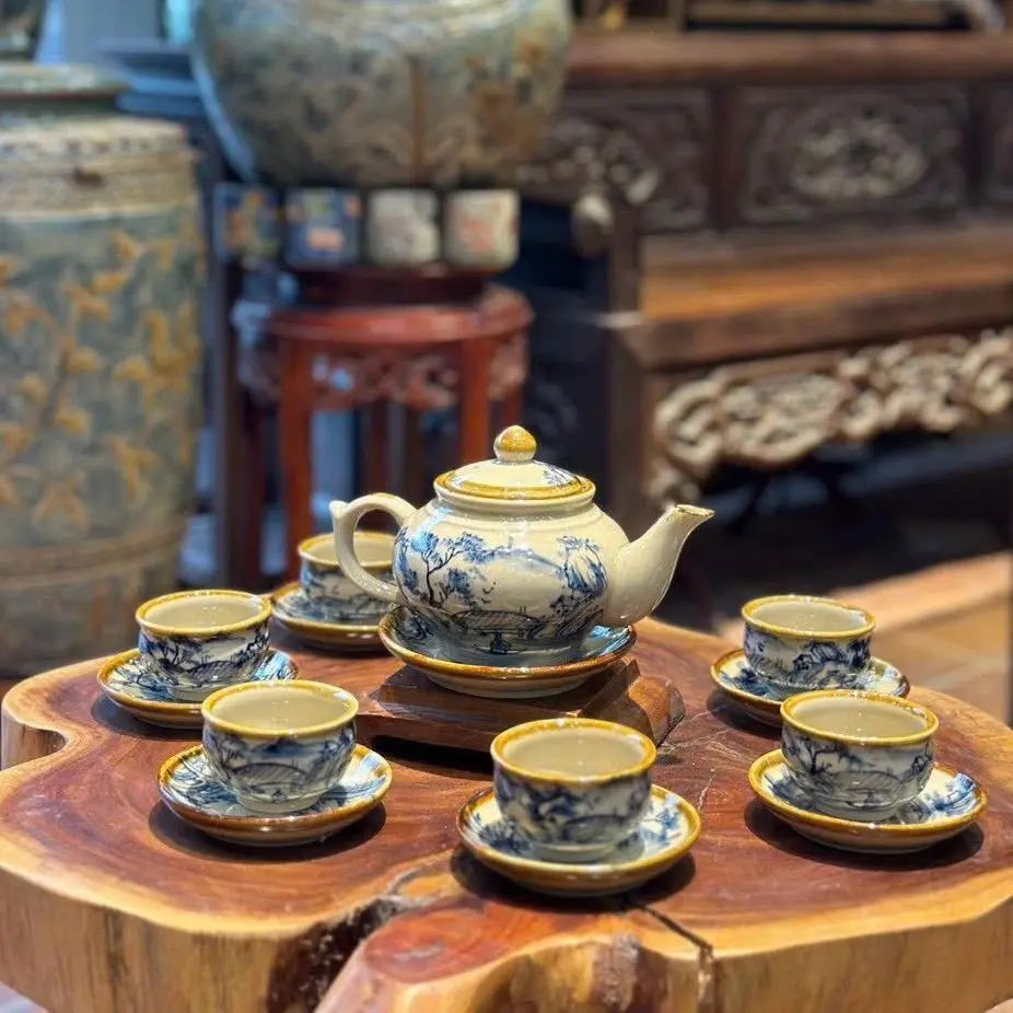 Bộ Hồng trà Sơn Thủy gốm thủ công cao cấp Bát Tràng