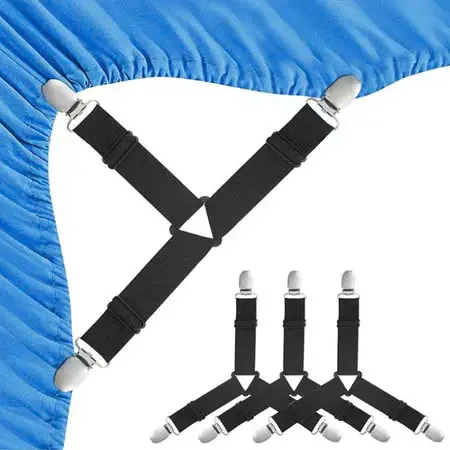 Bộ 4 Chiếc Kẹp Ga Giường Chống Xê Dịch Cố Định Và Giữ Phẳng.Dây Buộc Ga Giường Drap Có Sự Đàn Hồi,Màu Sắc Ngẫu Nhiên 8