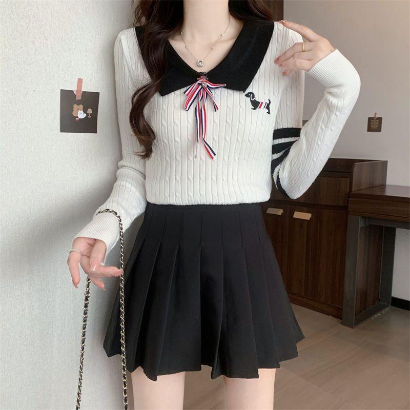 Product Introduction of Áo Len Thêu Ve Áo, Dành Cho Chó chó Con, Dài Tay, Thiết Kế Mới Mùa Thu 2024, Có Ruy Băng, Áo Nơ Đại Học Nữ Top 12