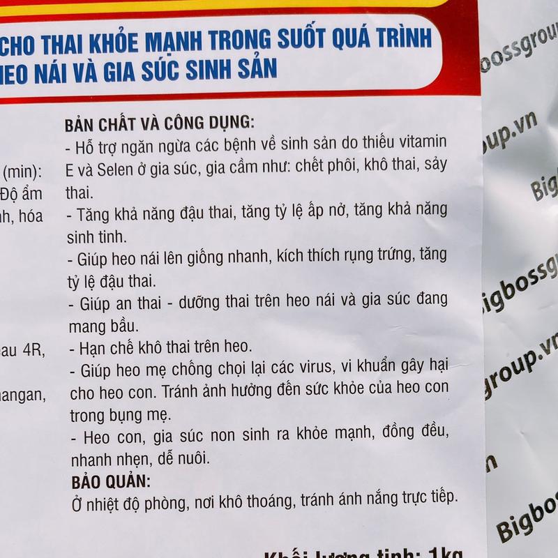 Dưỡng nái an thai giúp thai phát triển tốt đồng điều, khỏe mạnh, nặng cân, nái khỏe sữa tốt heo, trâu bò dê cừu gói kg 4