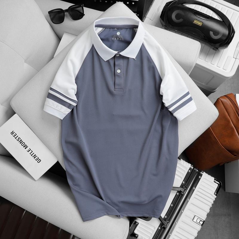 Áo Polo nam nữ ABFIT Sticke cổ bẻ thun CVC co dãn thoáng mát , hút mồ hôi , phối trơn viền ngắn tay trẻ trung cotton  Menswear Shirt trắng đen , cho bố A34 Nhung Có Cổ Tre Xám