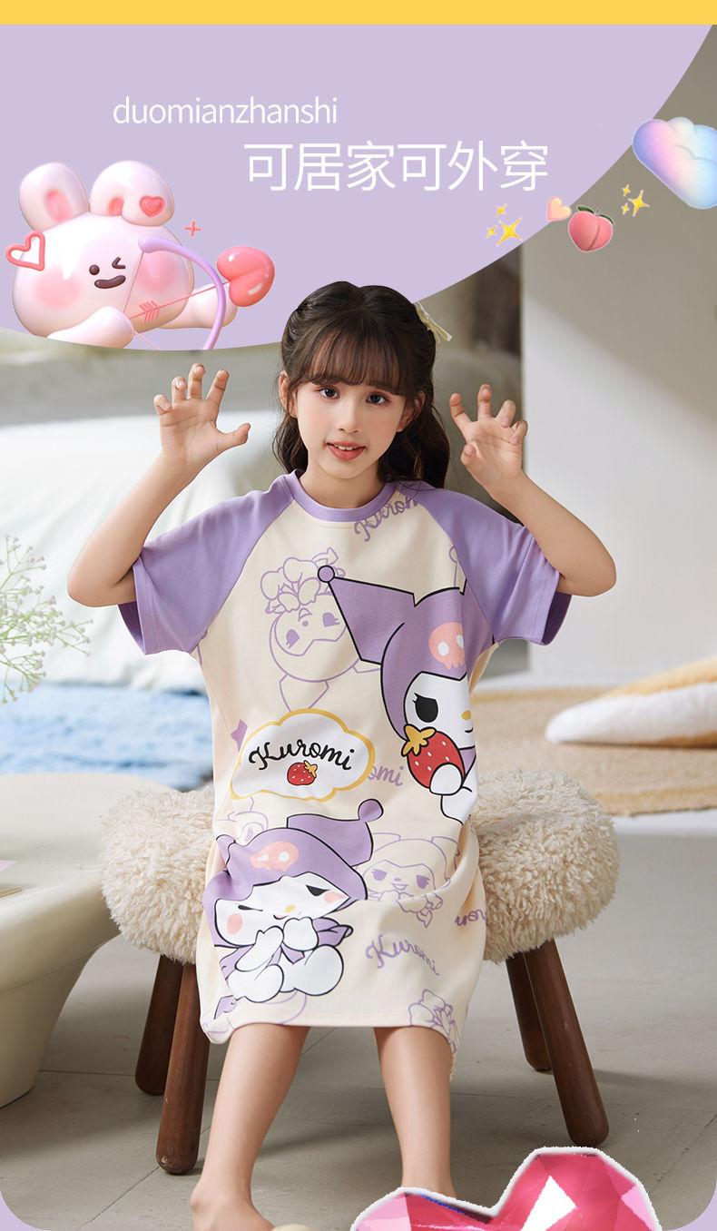 Product Introduction of 2024 New Princess Style Children's Pajamas for Girls Summer Parent-Child Baby Nightdress Thin Large Girl Homewear 10