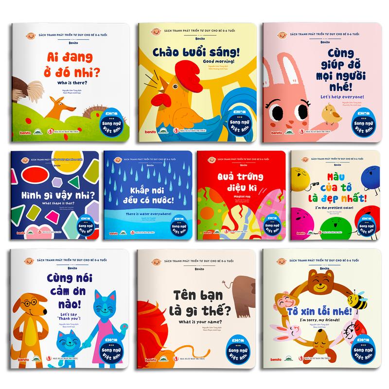  Bộ Sách Ehon - Combo 10 Cuốn Màu sắc Âm thanh Hình Khối Dành Cho Bé 0-6 Tuổi 
