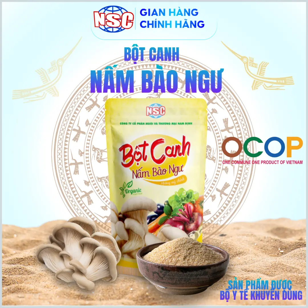 Bột canh Nấm Bào ngư [NSC] Không Mì Chính Tốt Cho Người Cao Huyết áp, Tiểu đường, Ung Thư - Túi 200gr