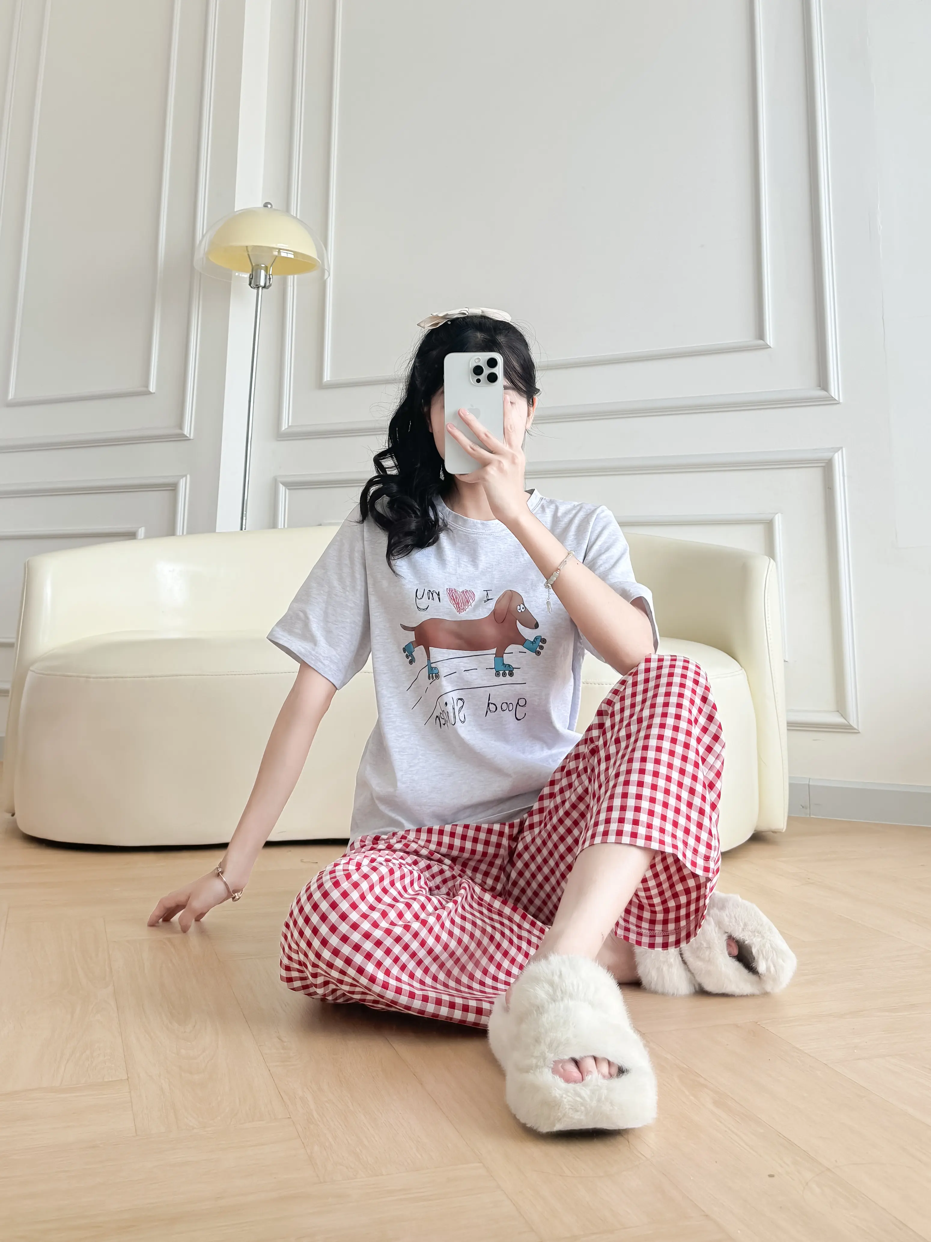 Đồ Bộ Áo NGẮN TAY Mặc Nhà, Set Đồ Bộ Nữ Áo Ngắn Tay , Quần Caro Lưng Thun Thời Trang