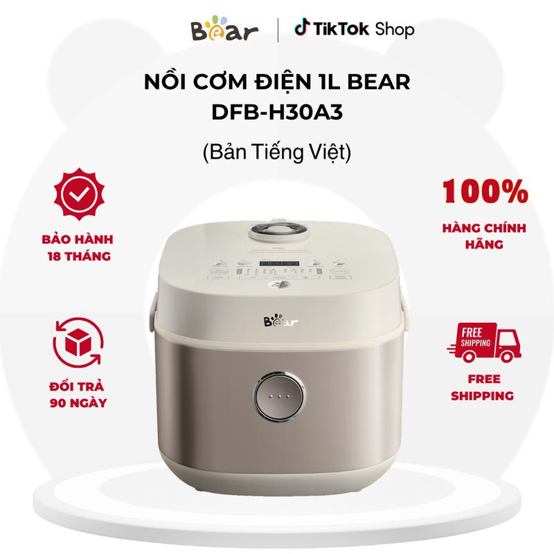  Nồi cơm điện Bear DFB-H30A3  RC-4H30S  1L VN 600W Lòng Nồi 6 Lớp Chống Dính Hâm Nóng Hẹn Giờ Bảo Hành 18 tháng 