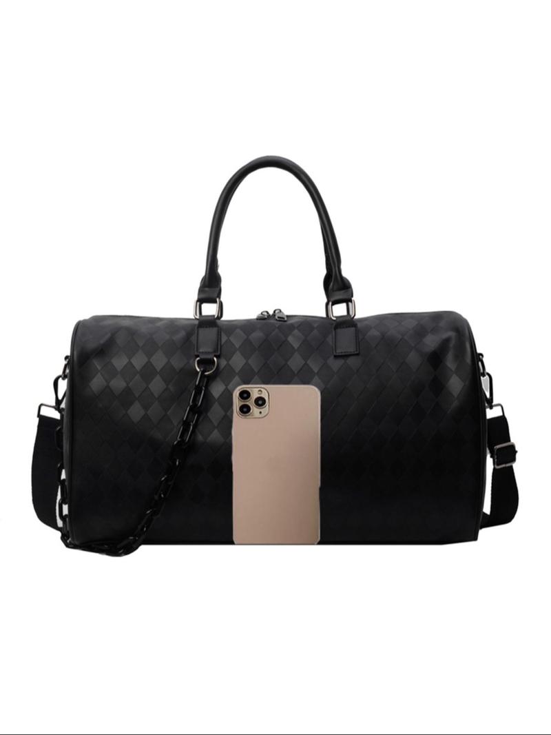 Product Introduction of Fashion Checked Pattern Travel Bag, Casual Versatile Zipper Shoulder Bag for Women & Men, Trendy All-match Bag for Daily Use 5