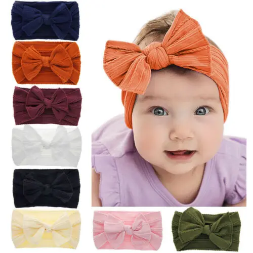 Toddler Baby Nylon Head Wear Turbans Bow Knot Head Wraps Cute Hair Accessories Headwear