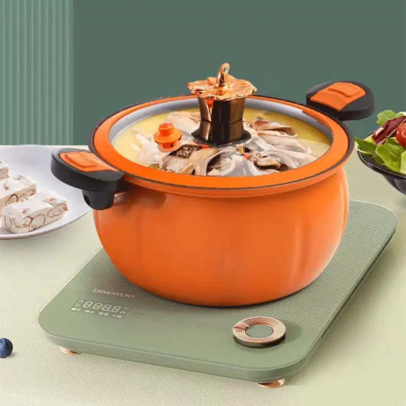Nồi Áp Suất Bí Ngô Chống Dính 8L Thông Minh - Nồi Hầm 4in1 Hầm Gà, Cháo, Nồi Chiên, Xào Nấu Đa Năng