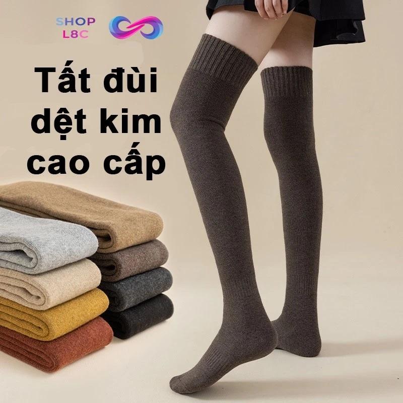 Tất vớ đùi, tất dài qua gối len lót nỉ dày dặn chống trượt, chất vải êm ái cực kì dễ chịu shop L8C Nữ Voi Women Voan Nhung