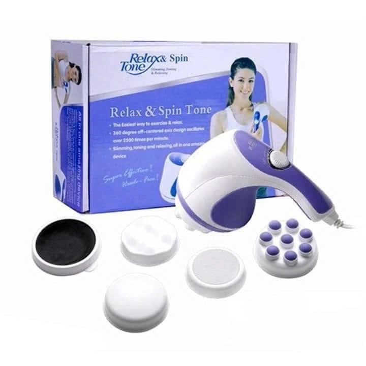 KHUYẾN MẠIMáy Massage Cầm Tay Relax & Spin Tone 5 Đầu Đánh, Đấm Lưng, Cổ Vai Gáy, Thư Giãn Mệt Mỏi Cao Cấp Kiểu Dáng Đẹp, Đa Năng, Tiện Dụng . 1