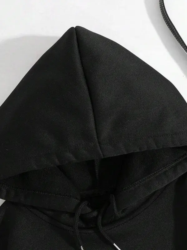 Men's Cross & Letter Print Kangaroo Pocket Hoodie, Casual Fashion Long Sleeve Hooded Sweatshirt for Daily Holiday Outdoor Wear, Men Clothes for Fall & Winter 3