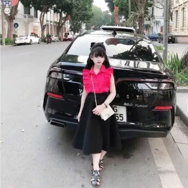 Mã S5: (20kg - 50kg) Áo sơ mi cánh tiên và chân váy chất cotton lạnh dài qua gối cho bé gái