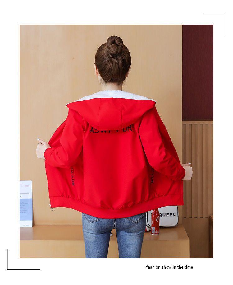 Product Introduction of Áo Khoác Có Mũ Trùm Đầu, Lót Lông Cừu, Dày Dặn, Hàng Mới Về Thu Đông 2020, Áo Khoác Ấm, Dành Cho Nữ, Phong Cách Hàn Quốc, Dáng Rộng Vừa Vặn, Dễ Phối Đồ, Thích Hợp Cho Thể Thao Và Thời Trang 14