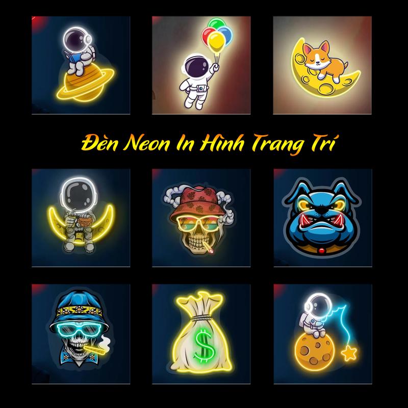 Đèn Neon In Hình Trang Trí Treo Tường Decor Phòng Ngủ, Phòng Khách, Góc Làm Việc, Góc Chơi Game nhiều mẫu đẹp