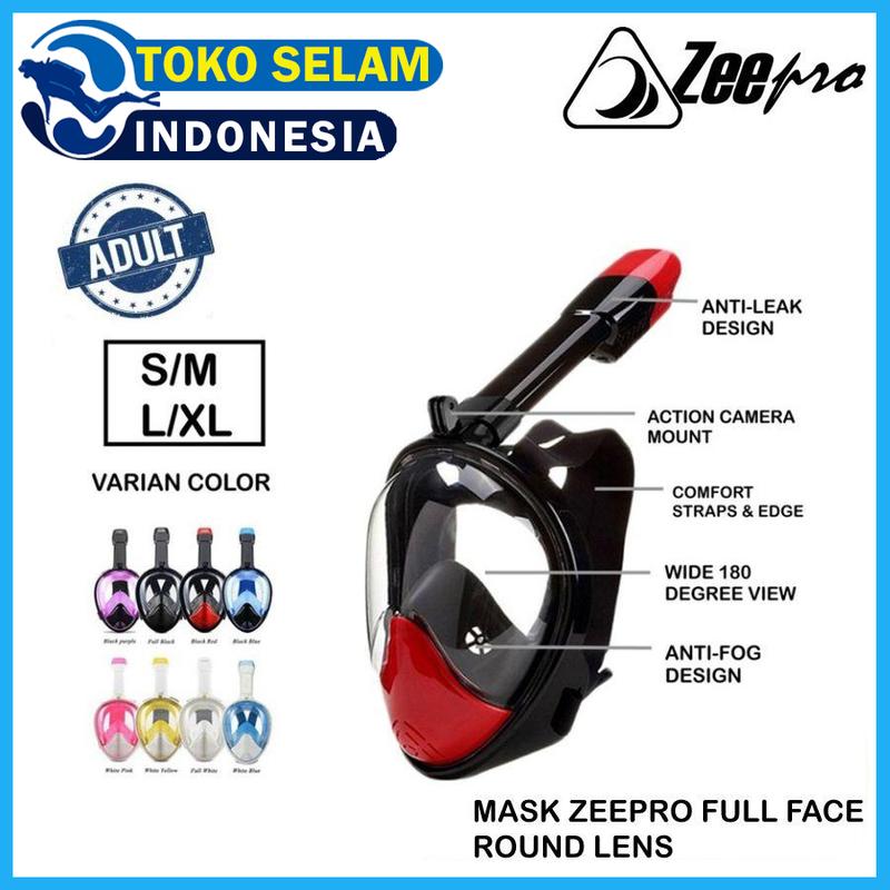 Mask Full Face Zeepro Snorkel Snorkeling Round Lens Masker Kacamata ...