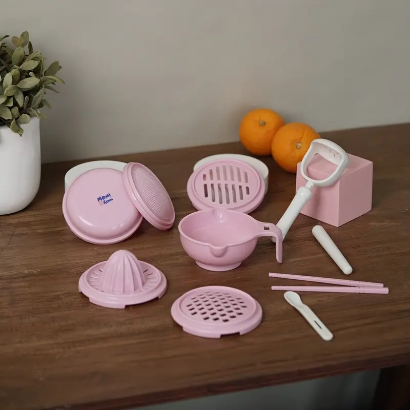 MOMI HOMI Baby Food Maker Grinding Bowl Alat Pembuat Makanan Bayi MPASI Anak set isi 10 pcs Mangkok Tempat Makan Pembuat Makanan Jus Buah Bayi Manual 10 IN 1 Biru 5