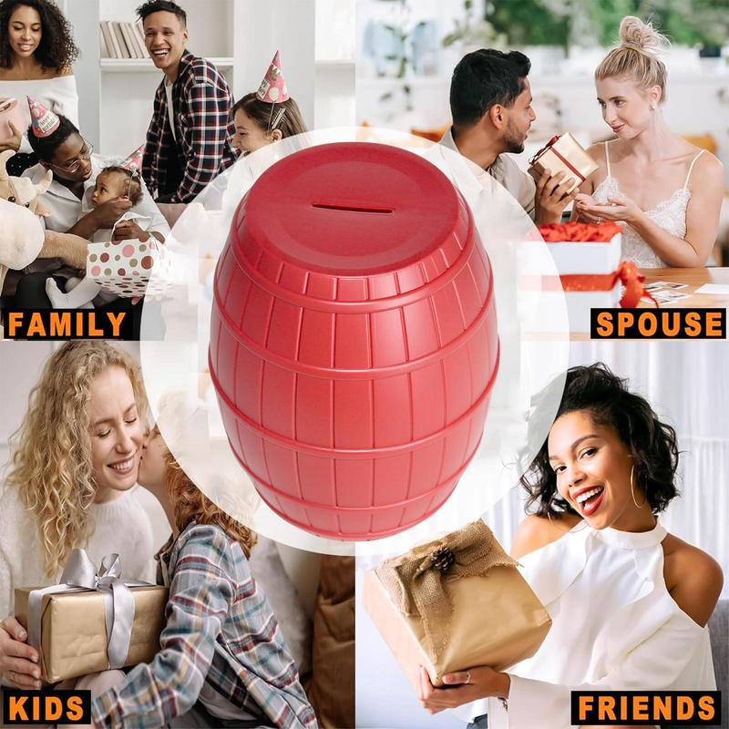 Solid Color Wood Grain Design Piggy Bank, 1 Count Large Capacity Household Decorative Coin Bank, Portable Money Saving Box for Home Office Use 2