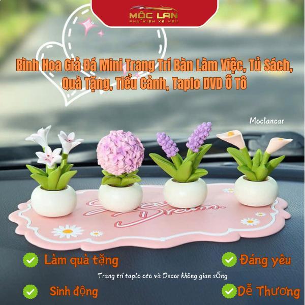 Chậu / Bình Hoa Giả Đá Mini Trang Trí Bàn Làm Việc, Tủ Sách, Quà Tặng, Tiểu Cảnh, Taplo DVD Ô Tô Decor Decor Phòng Trang Trí Nhà Len