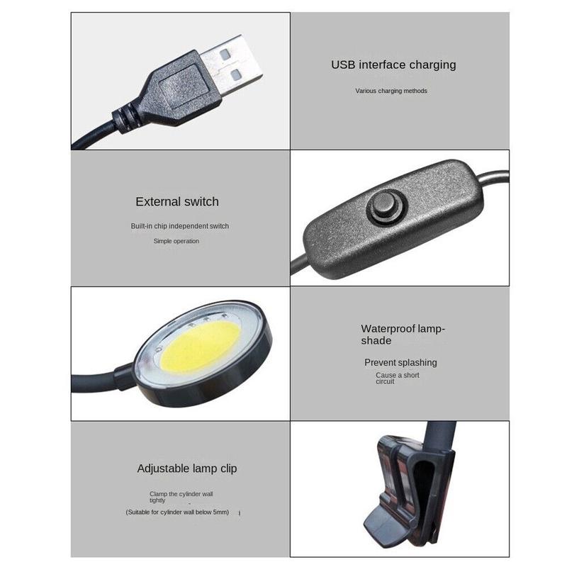 New Rotatable Fish Tank Clip Lamp LED Full Spectrum Waterproof Water Grass Tank Spotlight USB Power 360-degree Aquarium Plant Light Fish Tank 3