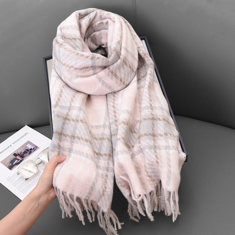 Khăn Quàng quàng cổ kẻ sọc, Hàng mới về xuyên biên giới, Khăn choàng tua rua giống cashmere, Thích hợp cho mùa thu và mùa đông, Khăn Quàng quàng cổ dày dặn, tạo không khí cho cặp đôi, 2024 1