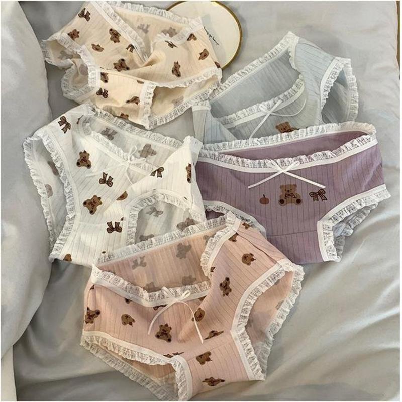 Set 10 Quần Lót Nữ Cotton Ren Gấu Dễ Thương Đáng Yêu
