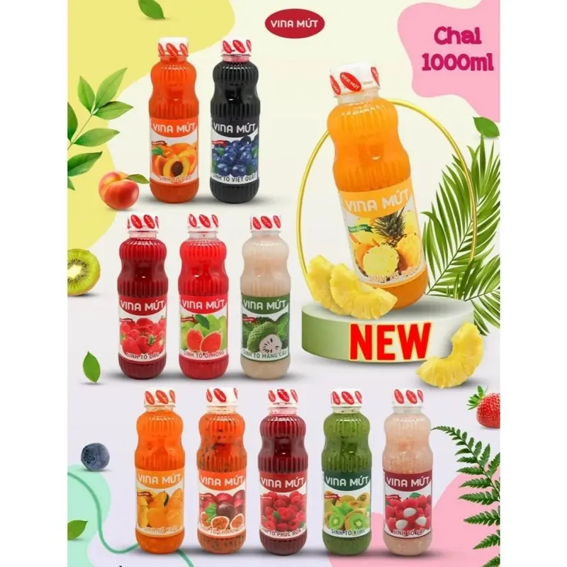 KHUYẾN MẠI  MỘT TRÀ 70G KHI MUA 2  Sinh Tố Trái Cây bất kỳ Vina Mứt 1000ml/ Đào, Dâu ,Ổi , Kiwi, mãng cầu … 1