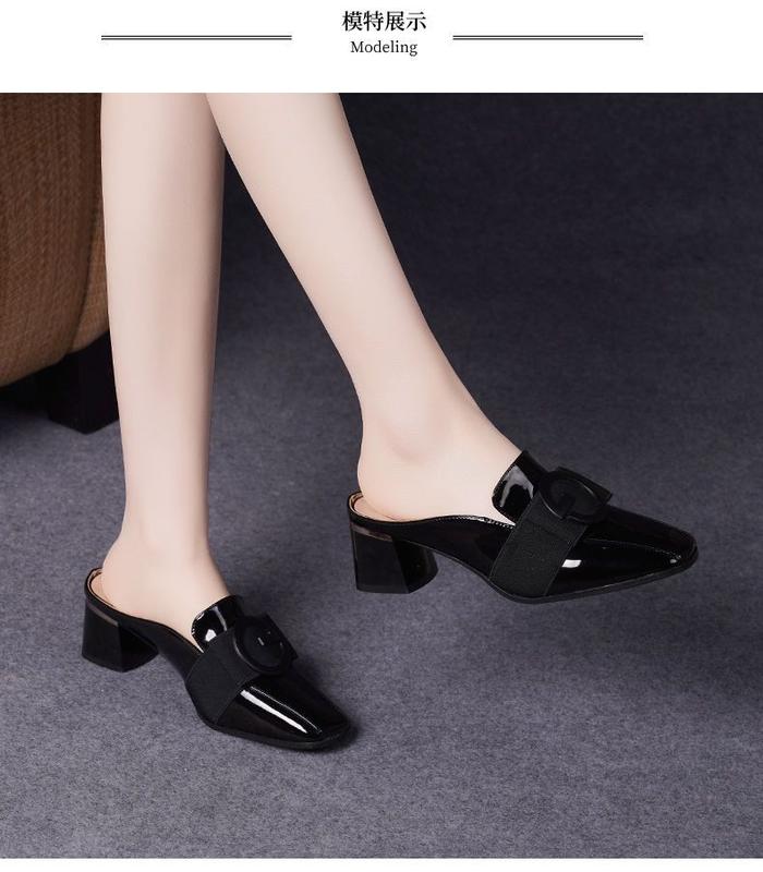 Product Introduction of Hộp Ngón Chân Mùa Hè, Da Thật, Gót Trung Bình Dép Lười Nữ, Hỗ Trợ Nửa, Giày Nữ, Dép Cao Gót, Da Bóng, Hàng Mới Về 2024, Thích Hợp Cho Ngoài Trời 10