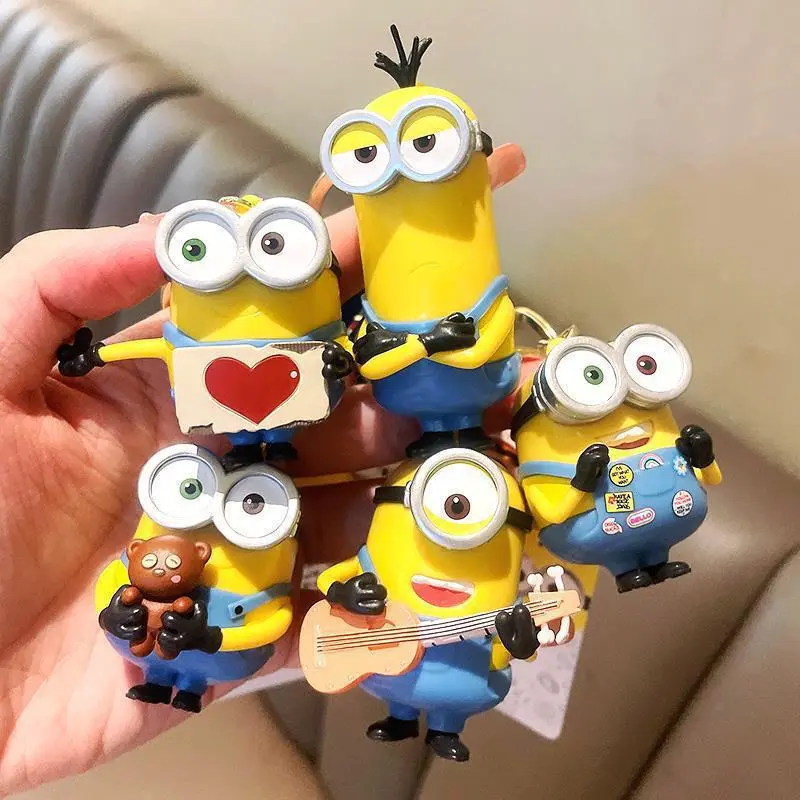 Dây Chuyền Chìa Khóa Minions, Thiết Kế Hoạt Hình Dễ Thương, Mặt Dây Chuyền Cặp Đôi Anime, Đồ Trang Trí Treo Ba Lô, Quà Tặng Bob Kevin Stewart mock  hoagau la bubu 2