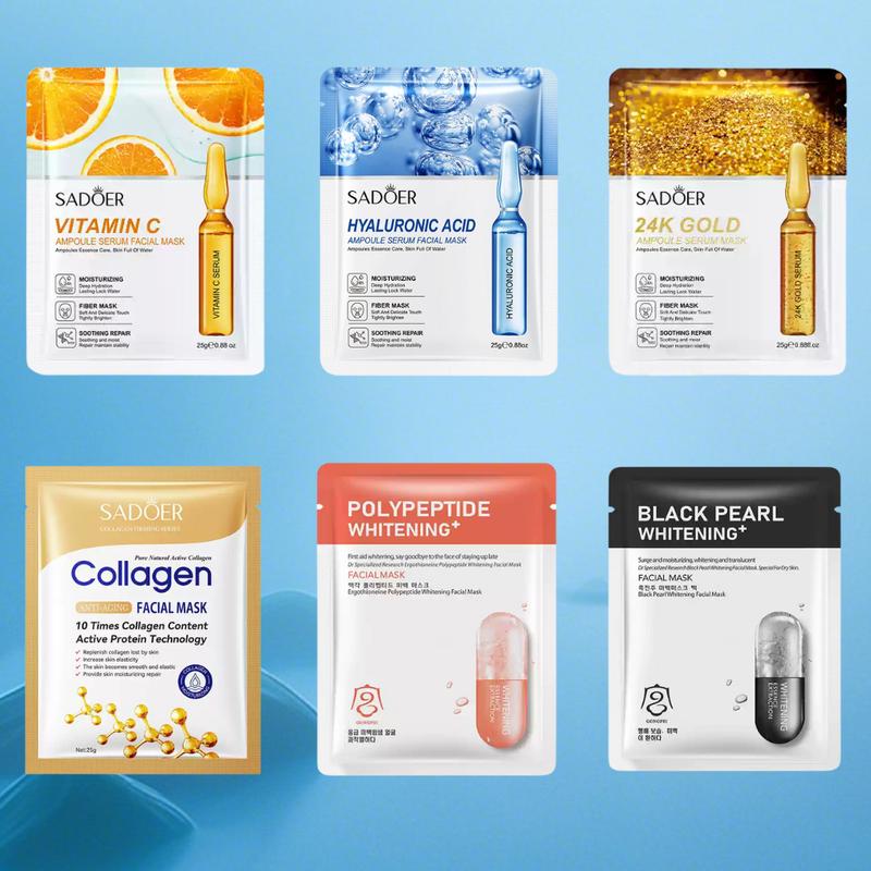 [Combo 60 +Thêm 15 miếng] Mặt nạ giúp Cấp ẩm, phục hồi, dưỡng trắng, giảm mụn, kiềm dầu. thu nhỏ lỗ chân lông, bổ sung VTM A,B,C,D,E dành cho các loại da Skincare Cosmetics