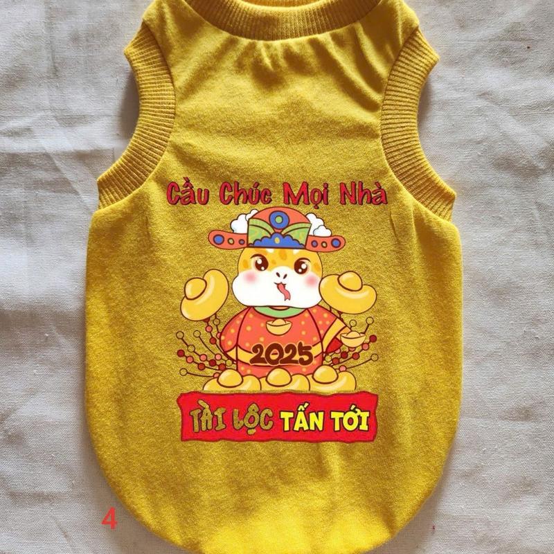 Áo thun Tết ẤT TỴ cho thú cưng size to 30kg bộ đồ cún thần tài